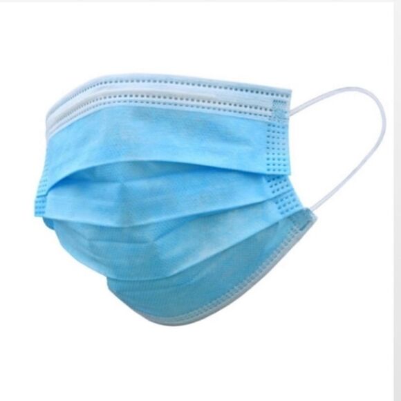 New Unisex 50 Blue & White Disposable Face Masks - Picture 6 of 13